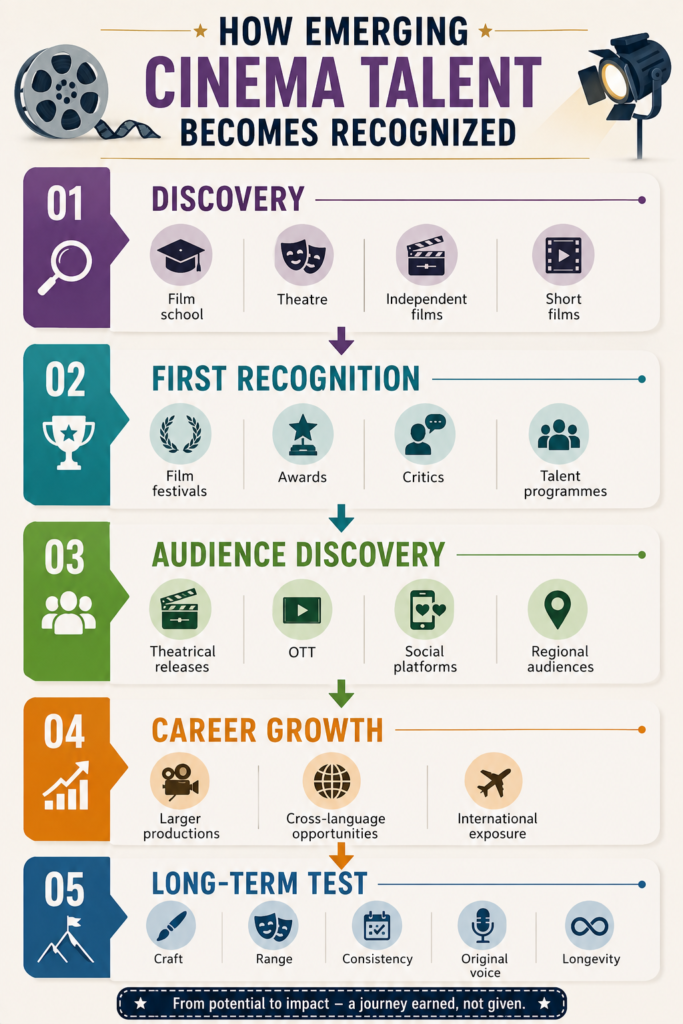 Pathway showing how emerging Indian cinema talent moves from independent work to festivals, streaming and wider recognition