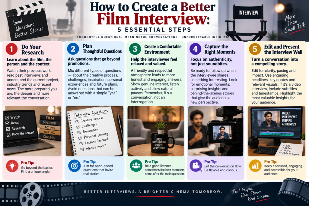 Five essential steps for creating a better film interview: research, prepare, listen, verify and edit