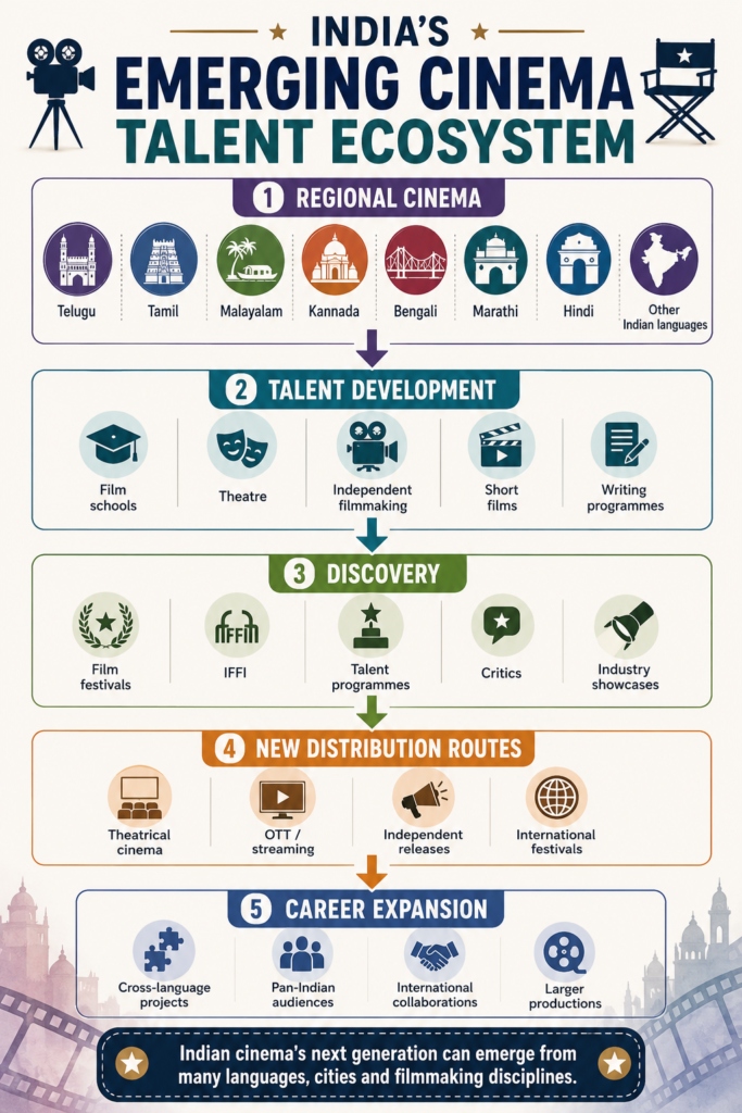 Indian cinema emerging talent ecosystem connecting regional cinema, film schools, festivals, OTT and filmmaking crafts