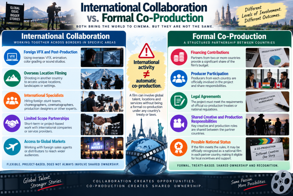 Comparison of international film collaboration and formal international co-production